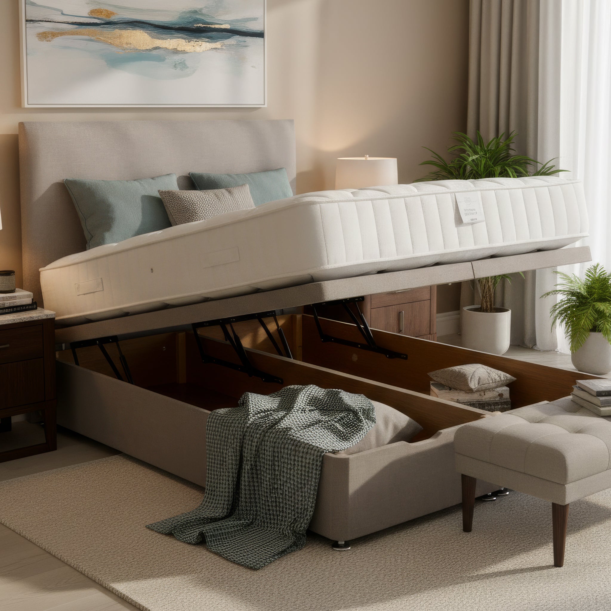 Arighi Bianchi Ottoman Stamford Bed in Daytona Ocean