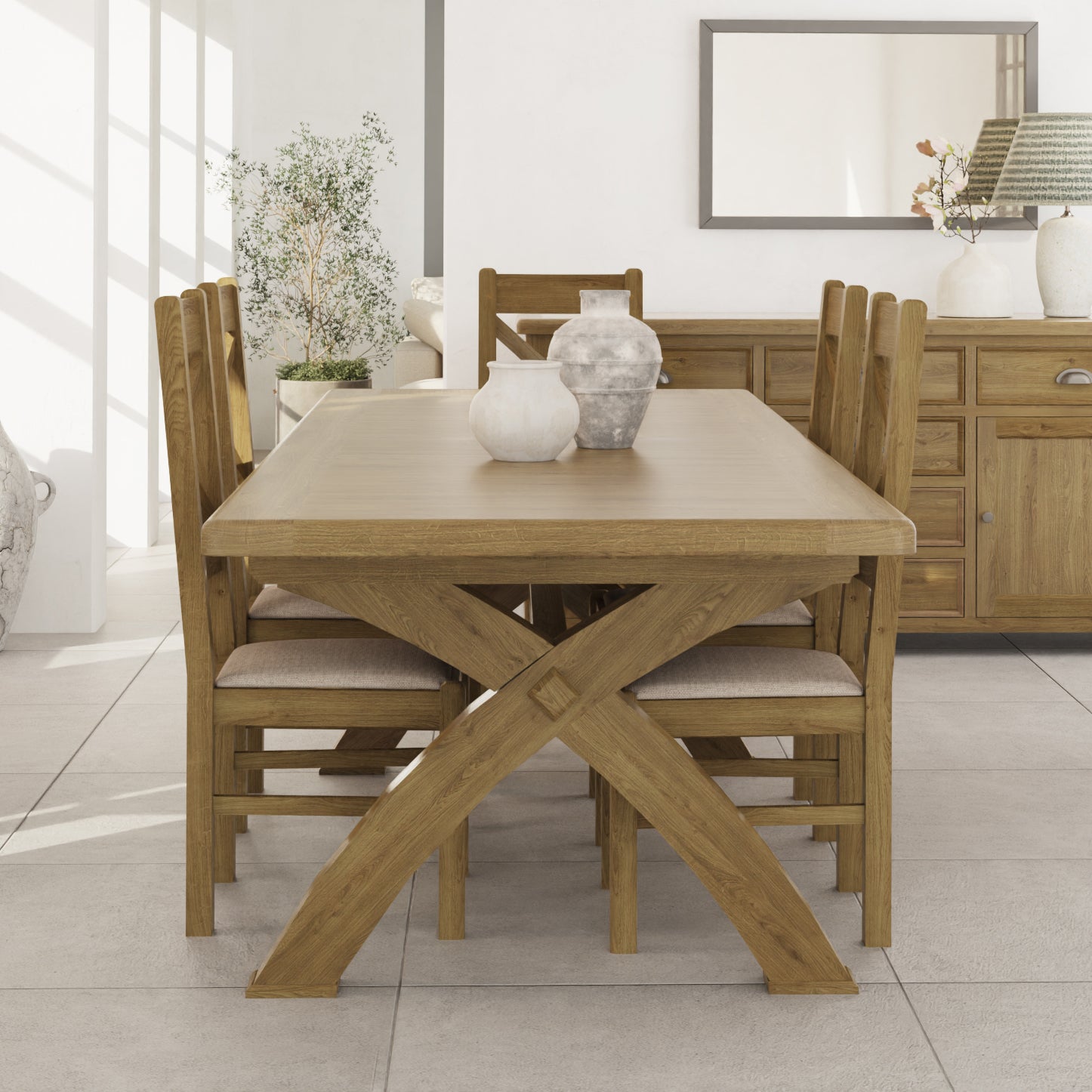 Medway Extending Small Cross Leg Table in Oak