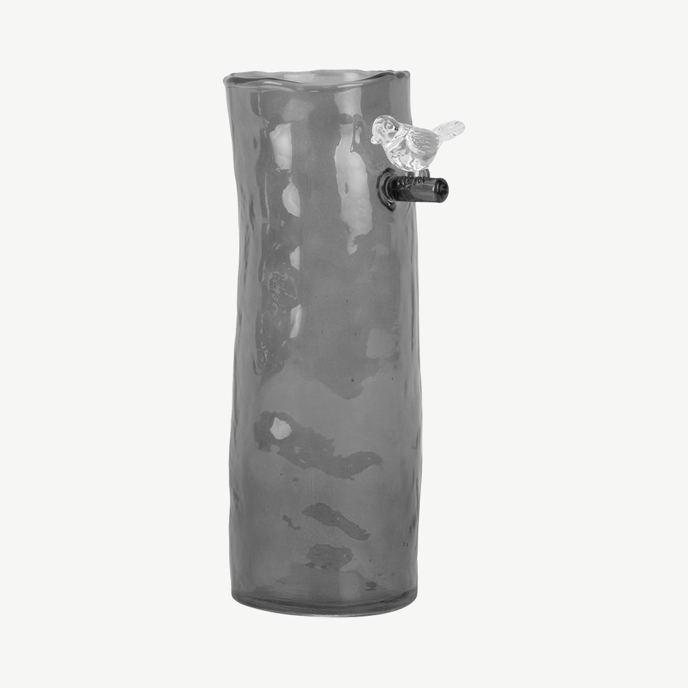 Bird on Bench Vase in Grey