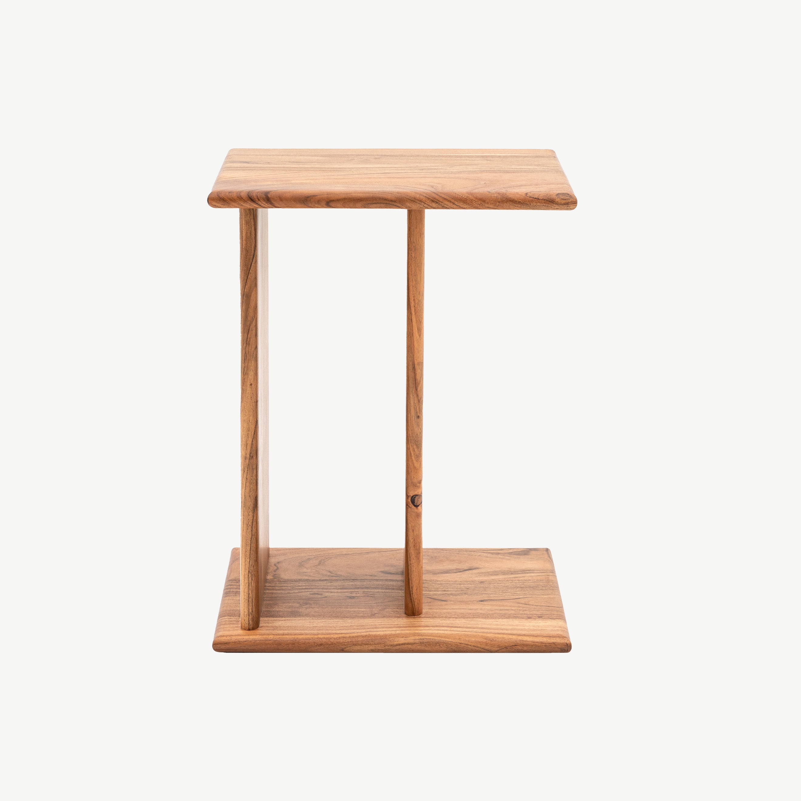 Acacia wood supper table in natural finish with side storage section 