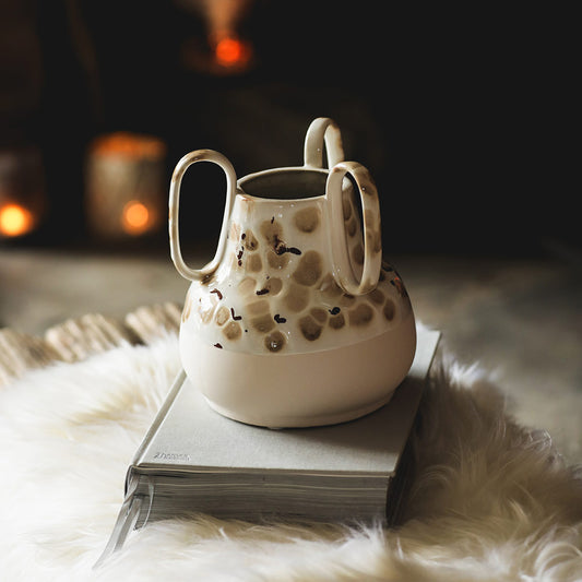Peach Ceramic Handled Vase