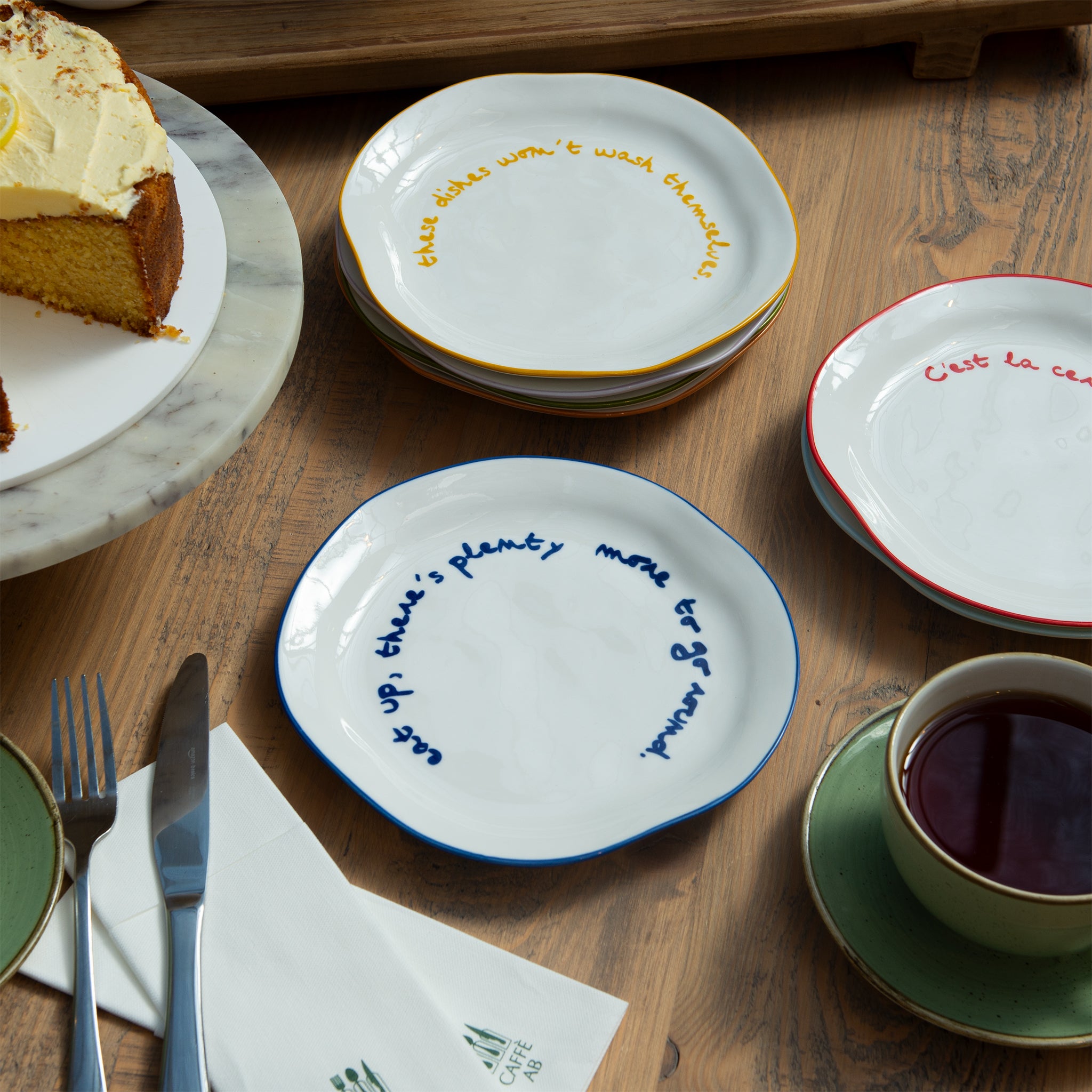 "Eat up there's plenty more to go around" Blue Tableware Plate