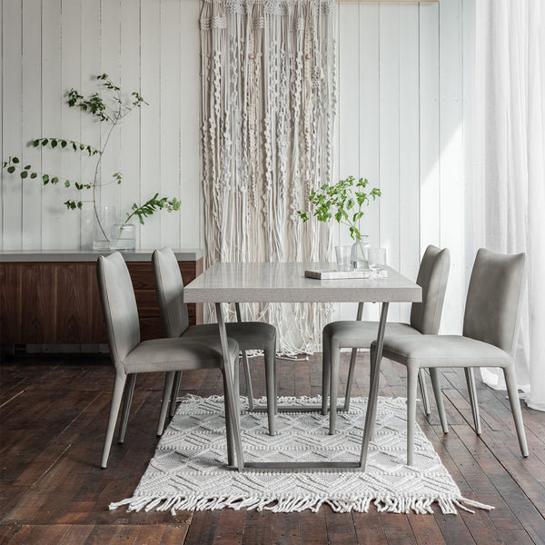 Extendable Dining Table Grey – MDF & Metal With Storage Drawer - View #6