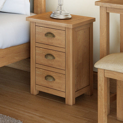 Florence 3 Drawer Bedside Table in Oak