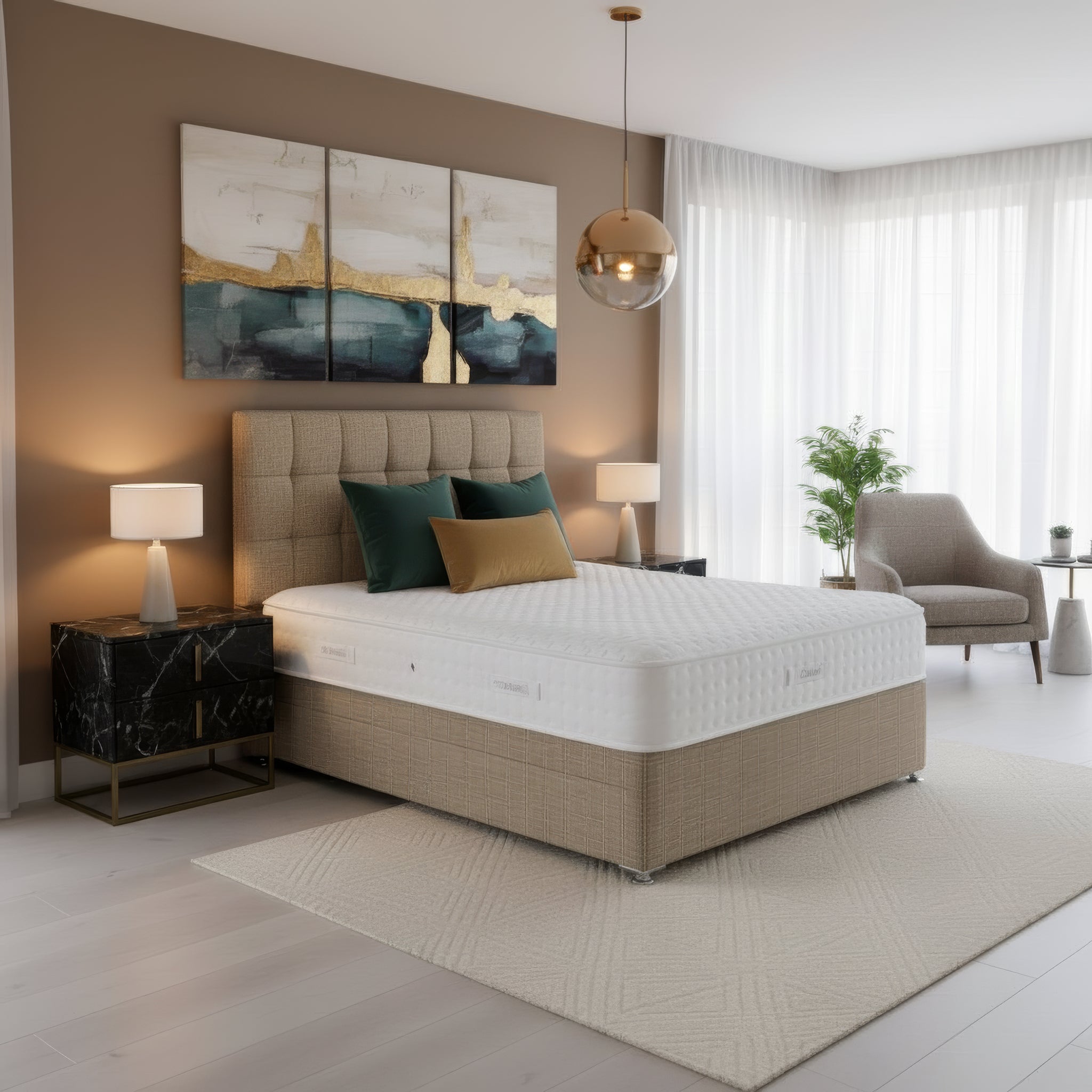 Arighi Bianchi Broadway Headboard in Ascot Biscuit