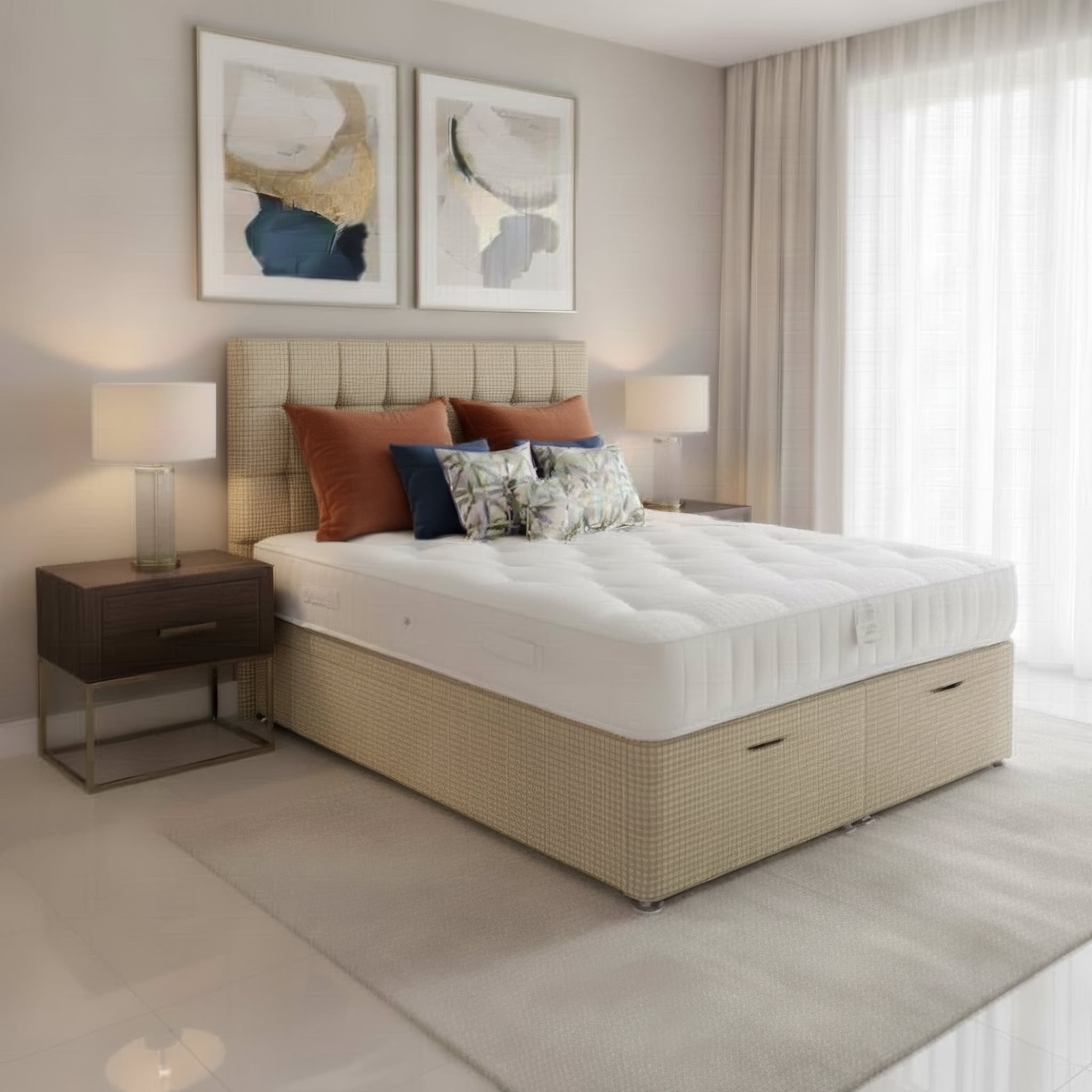 Arighi Bianchi Ottoman Broadway Bed in Ascot Biscuit