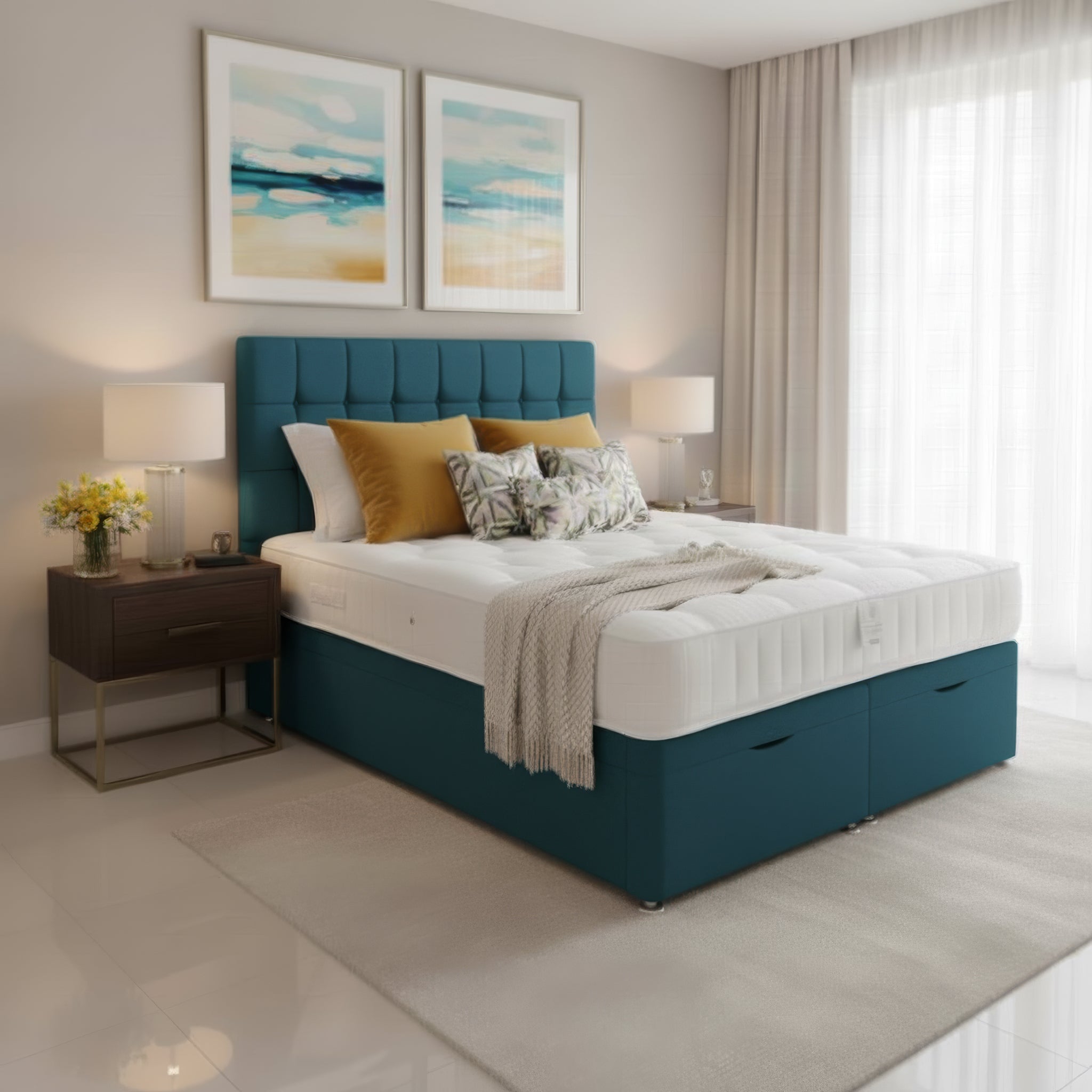Arighi Bianchi Ottoman Broadway Bed in Daytona Ocean