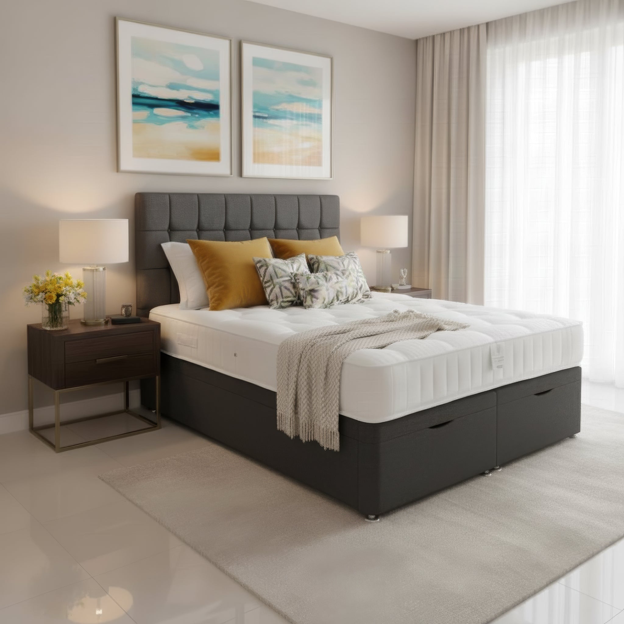 Arighi Bianchi Ottoman Broadway Bed in Daytona Silver