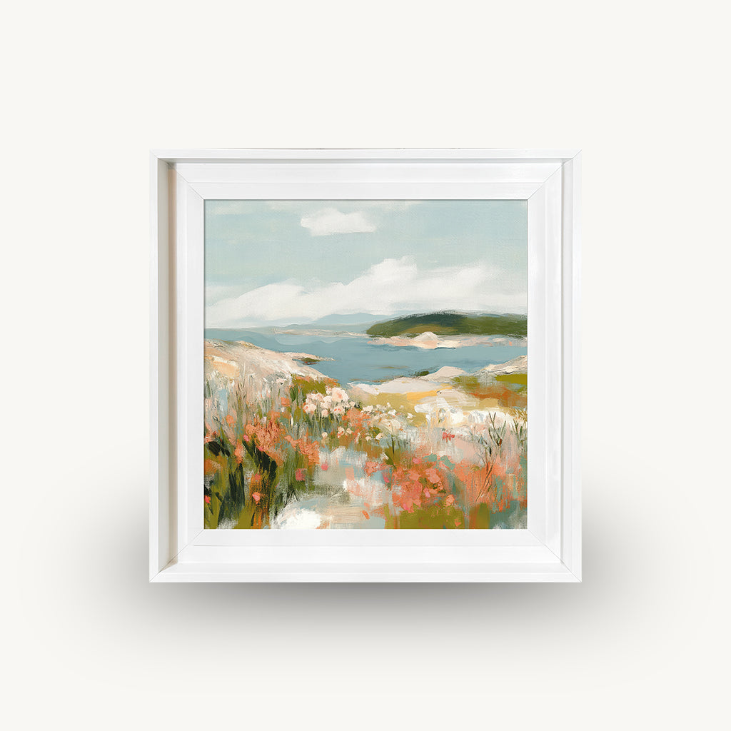 Quiet Bay and Flowers I Framed Wall Art