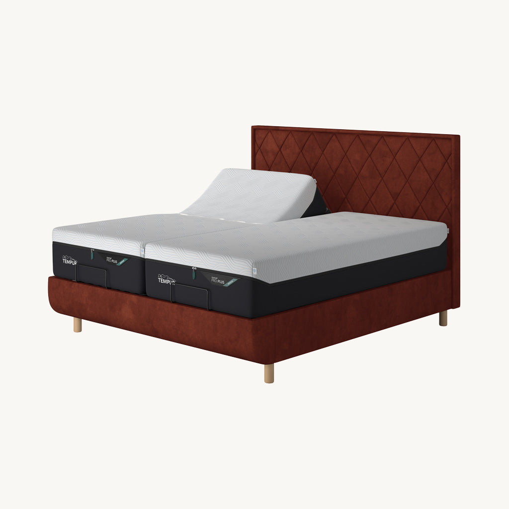 TEMPUR® Arc Adjustable Bed with Quilted Headboard in Copper