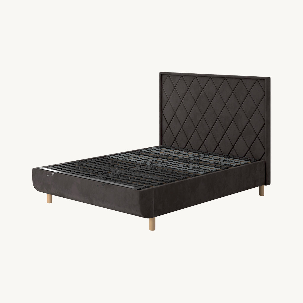 TEMPUR® Arc Ottoman Bed with Quilted Headboard in Dark Grey