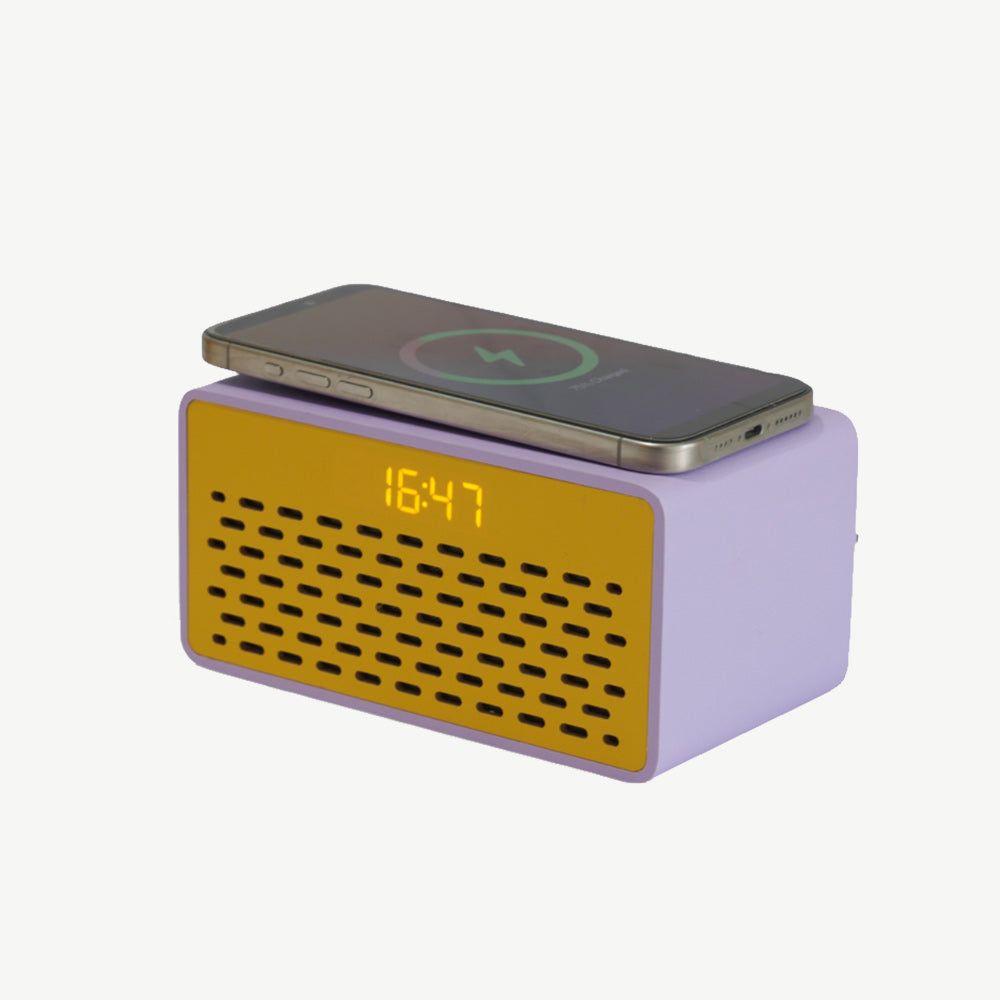 Rise Mix Bluetooth Speaker, Wireless Charger & Alarm Clock in Yellow