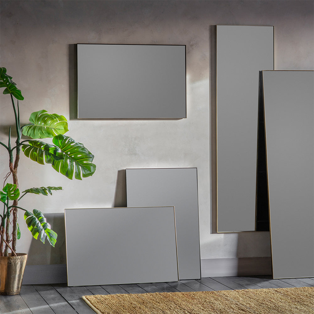 Rectangle mirror in champagne toned frame