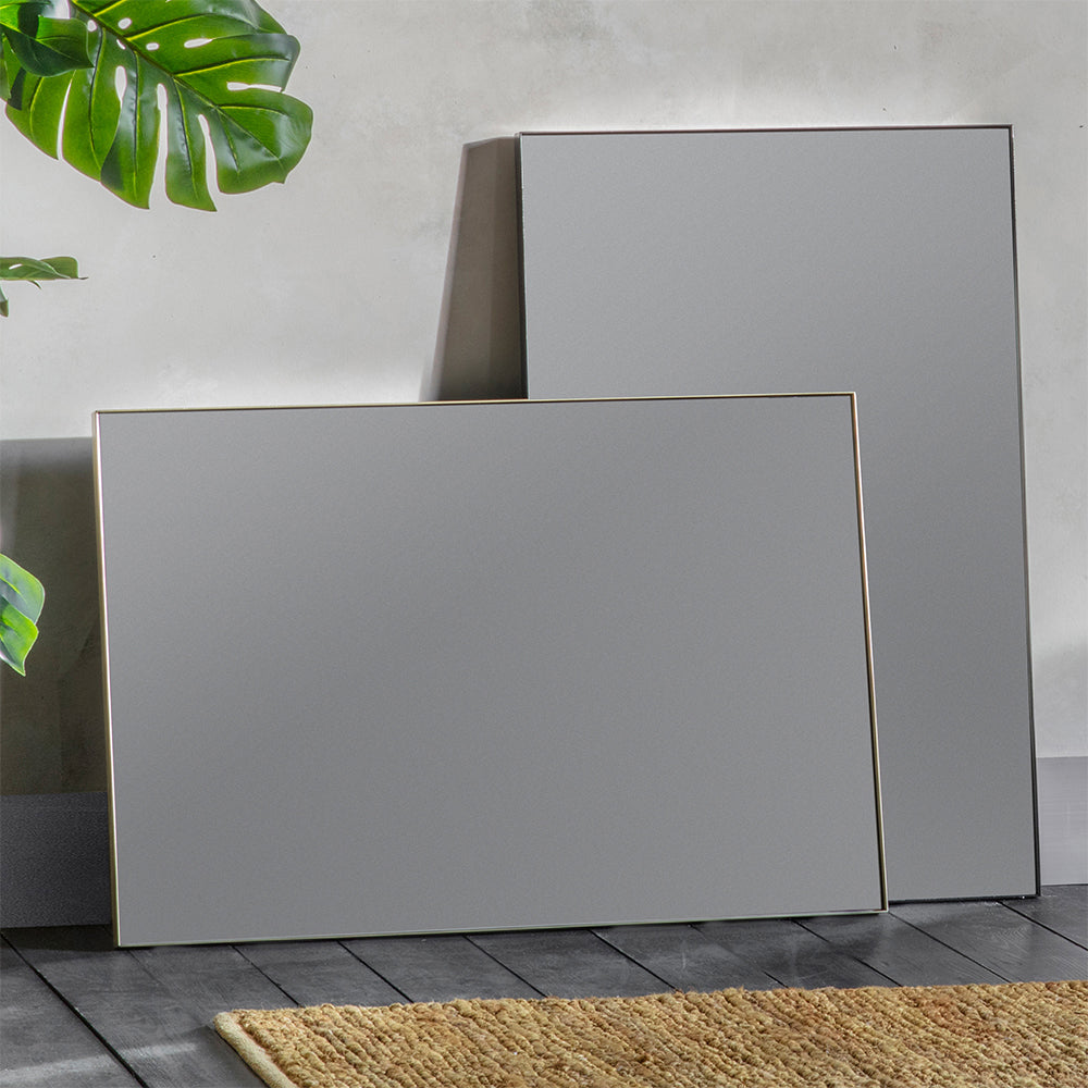 Rectangle mirror in champagne toned frame