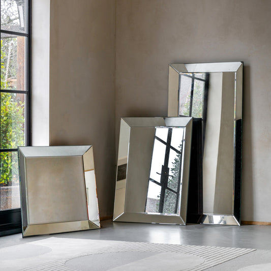 Rectangle Leaner Mirror in sleek bevelled edge frame 