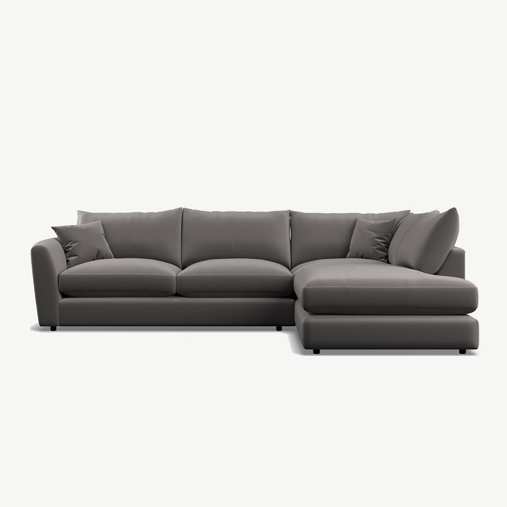 Queens Corner Sofa in Lux-Slate-Black