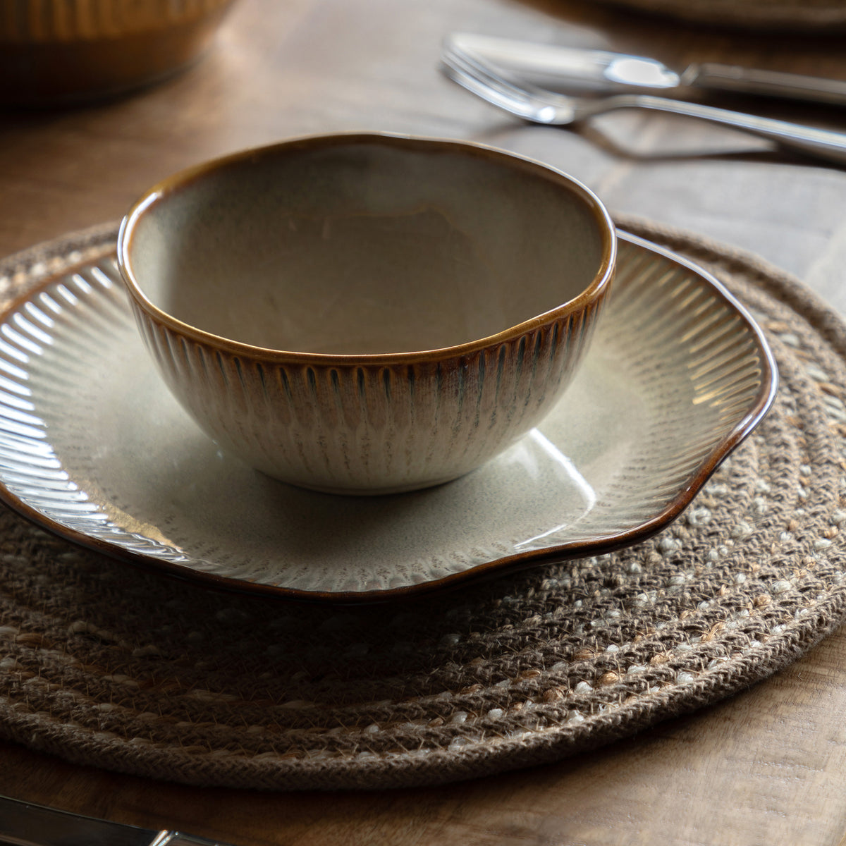 Set of 4 Organic Ridged Bowls