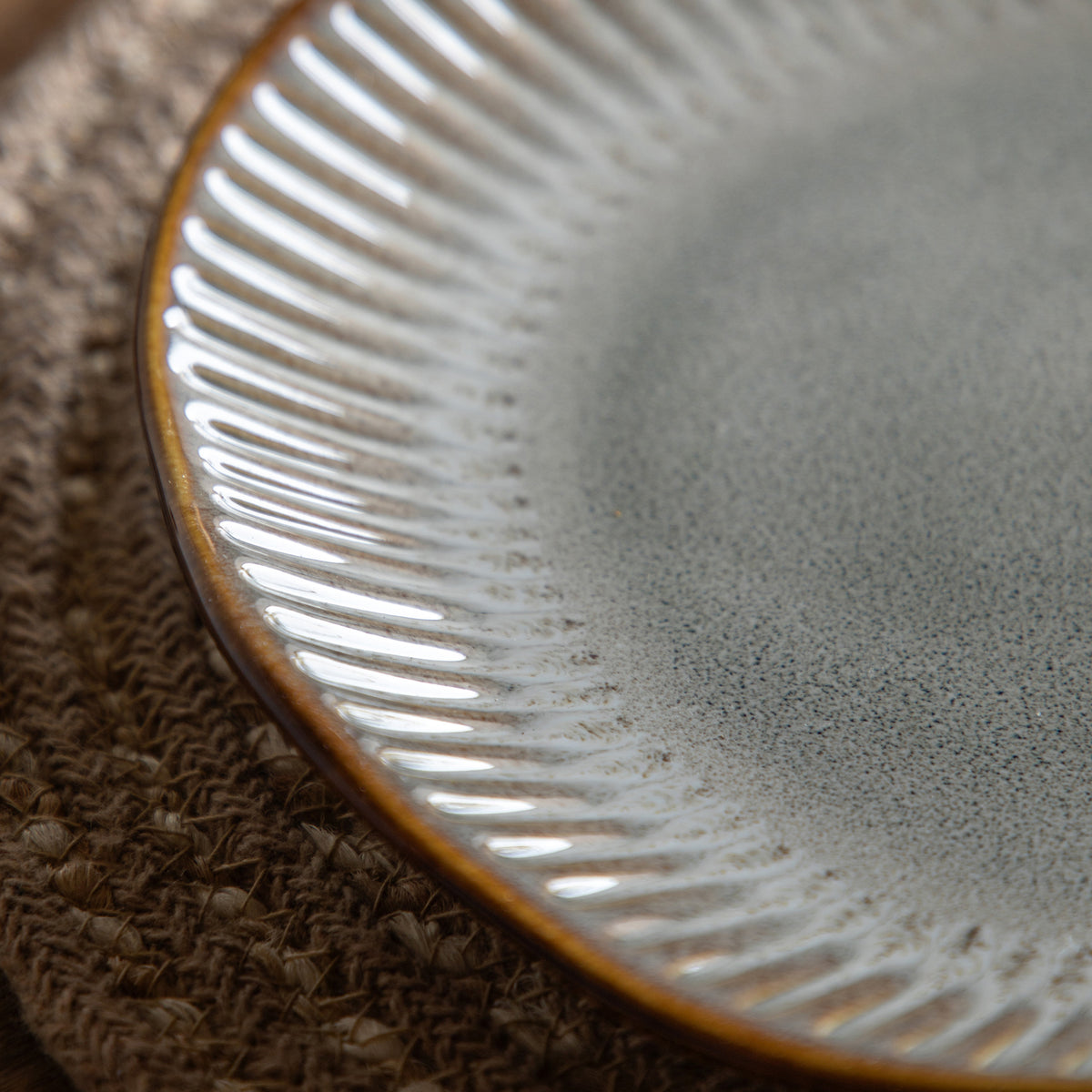 Set of 4 Organic Ridged Dinner Plates