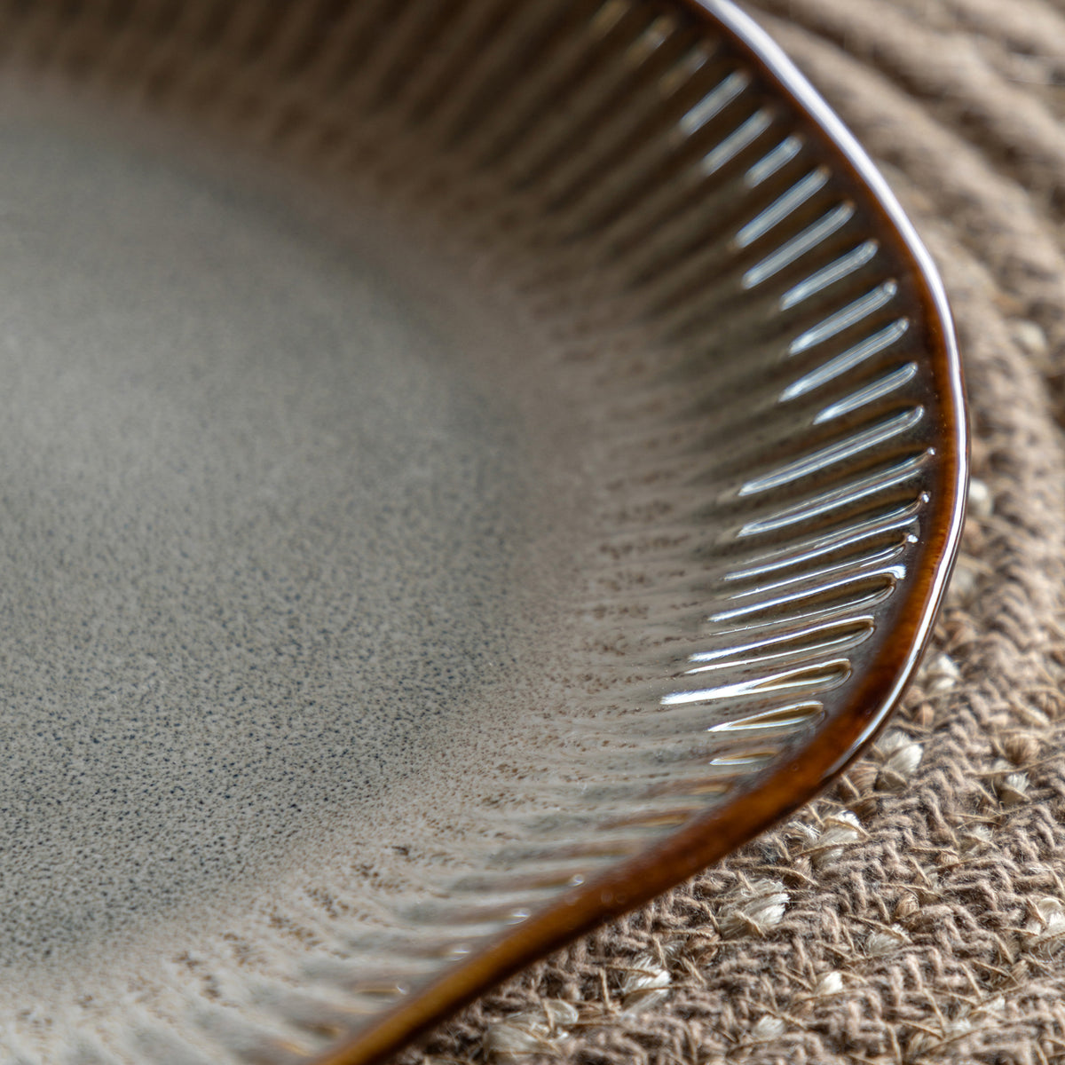 Set of 4 Organic Ridged Dinner Plates