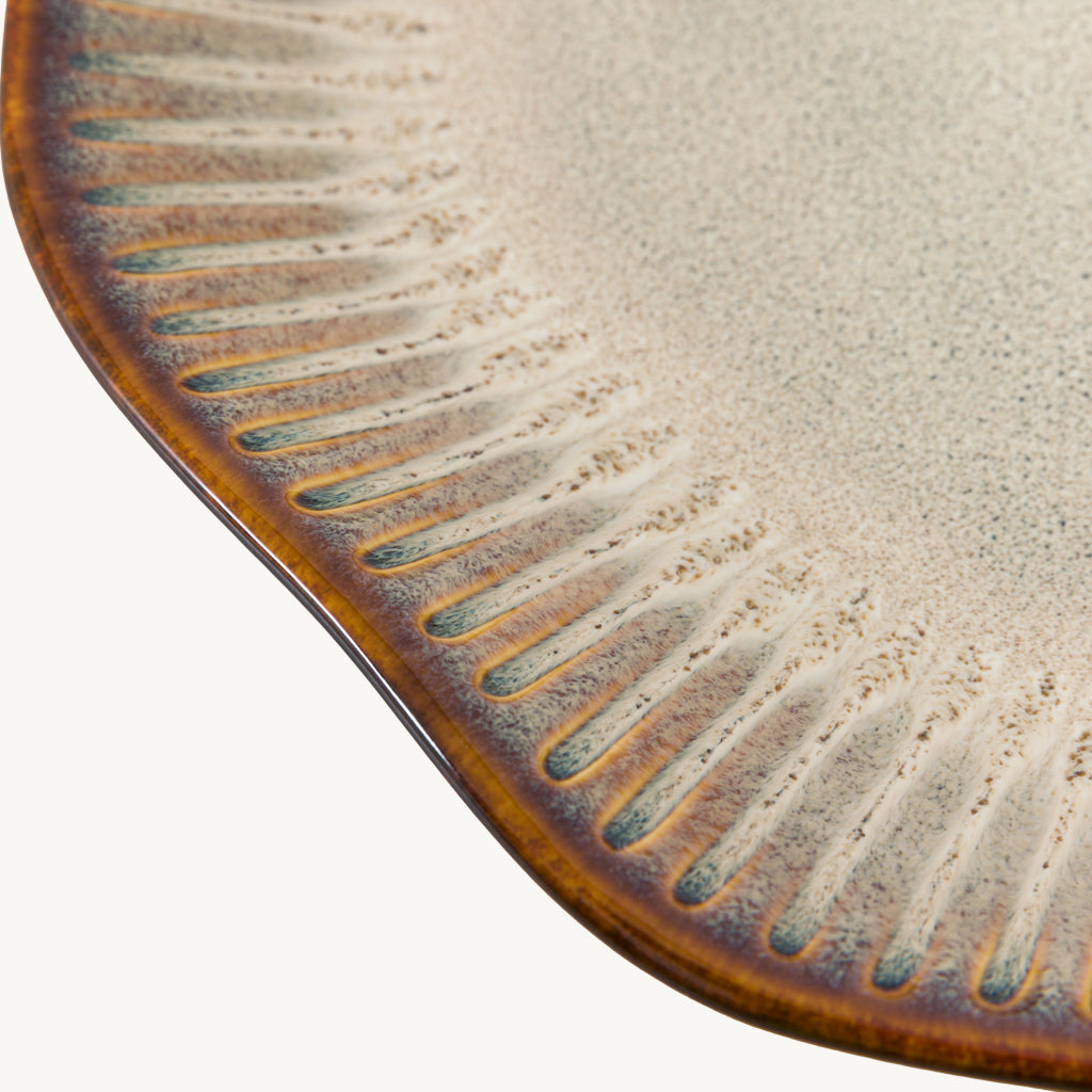 Set of 4 Organic Ridged Dinner Plates