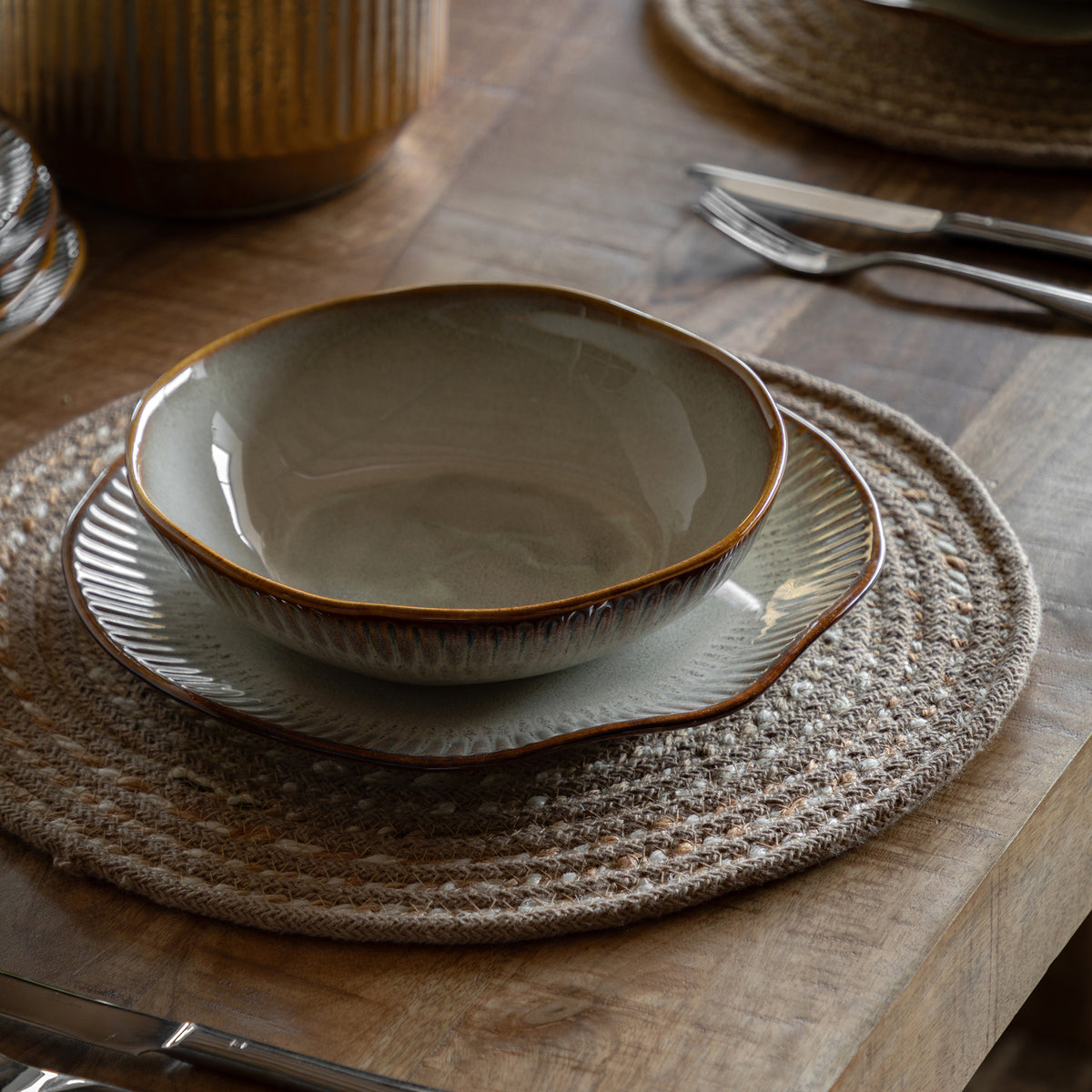Set of 4 Organic Ridged Pasta Bowls