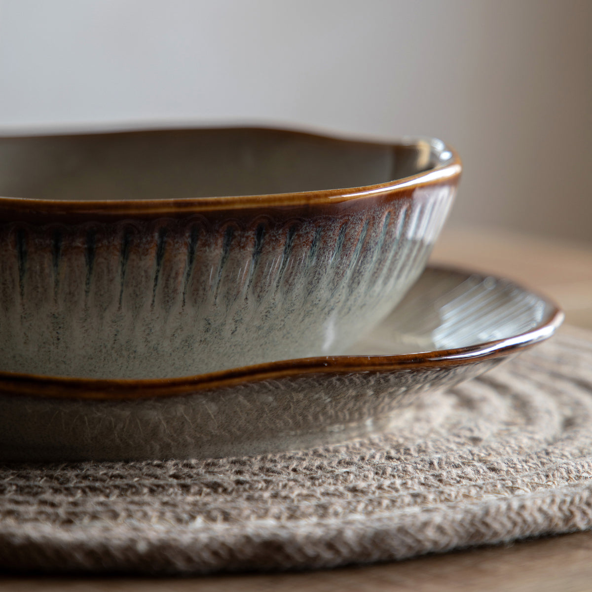 Set of 4 Organic Ridged Pasta Bowls