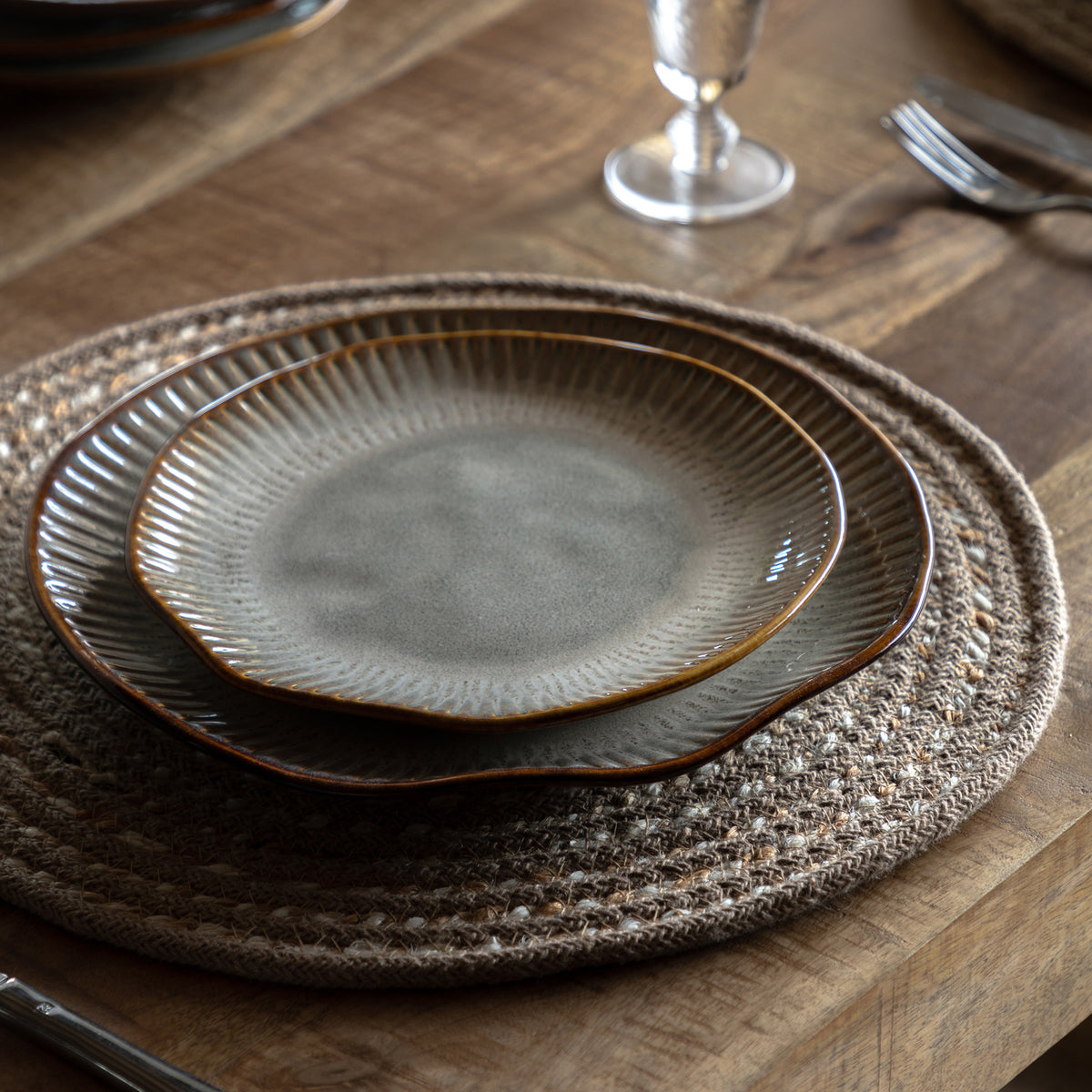 Set of 4 Organic Ridged Side Plates