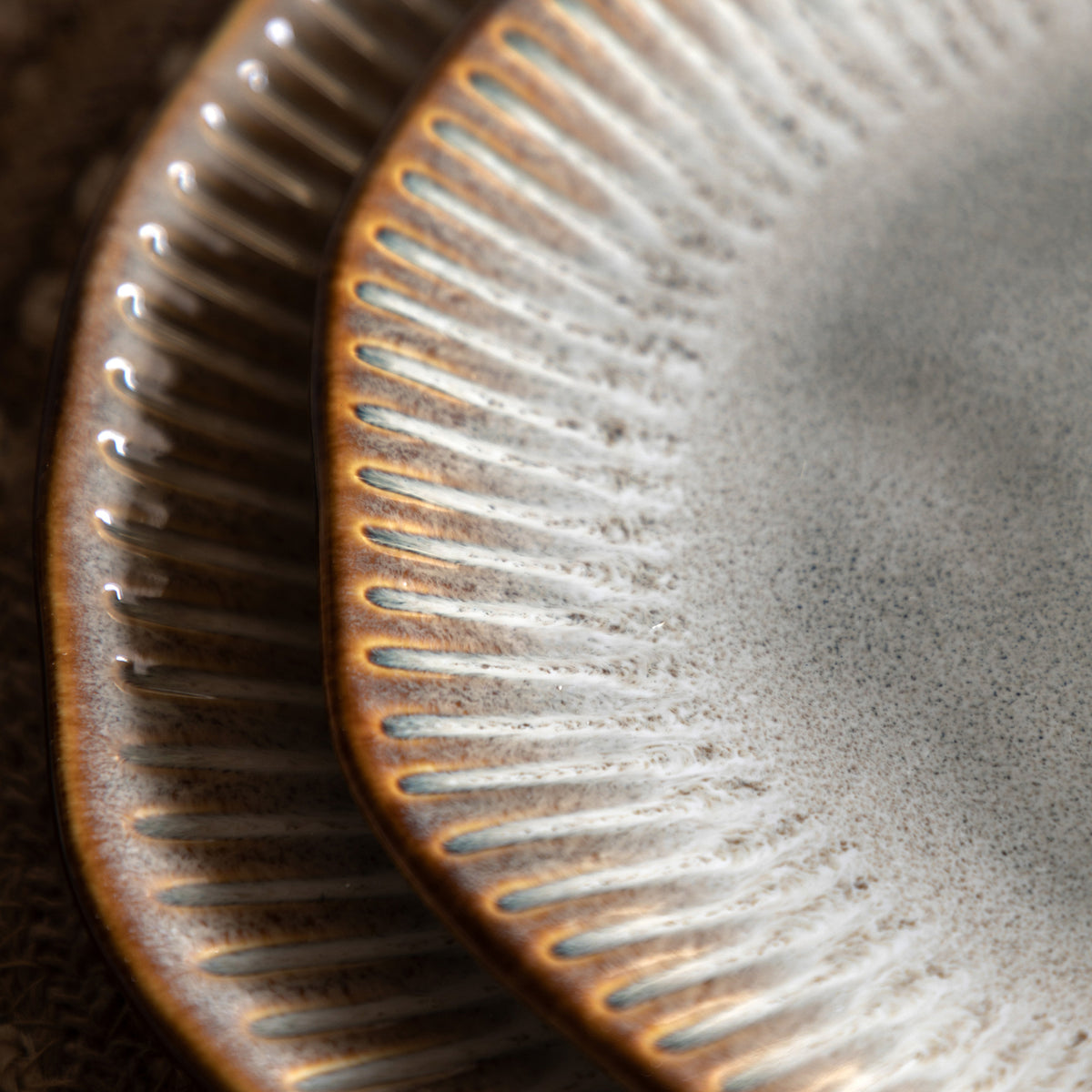 Set of 4 Organic Ridged Side Plates