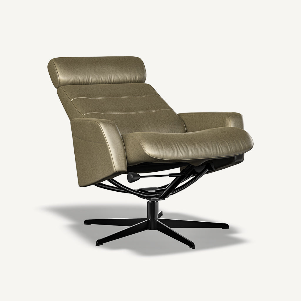 Gabriel Reclining Chair and Footstool in Aurora Olive