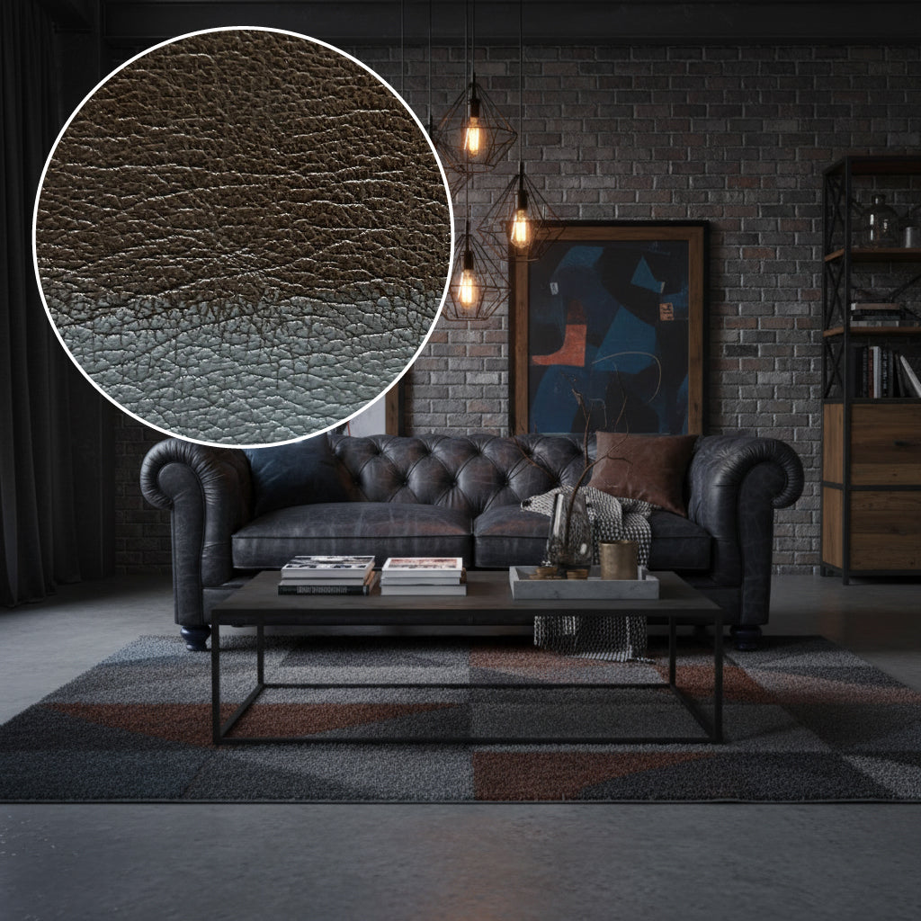 Britannia Rubbed Leather Sofa in Blue