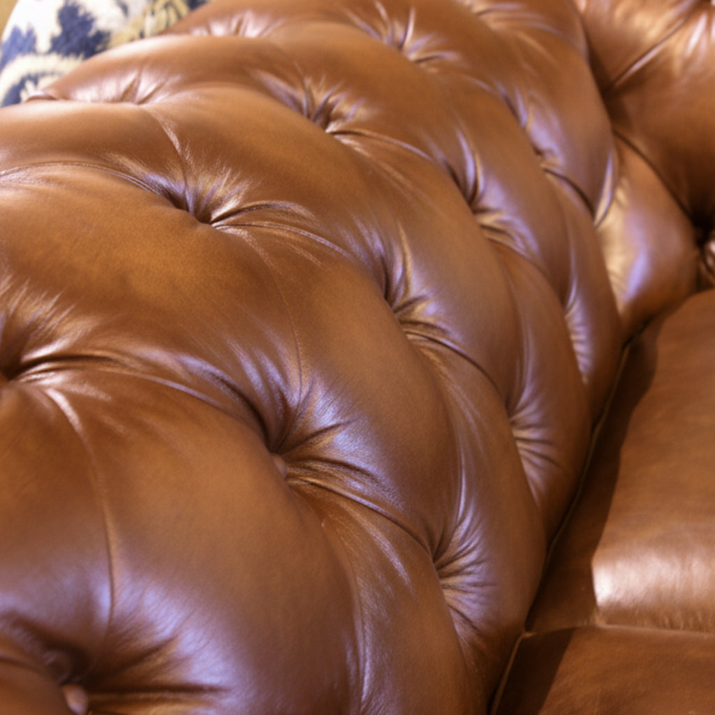 Britannia Rubbed Leather Sofa in Gold