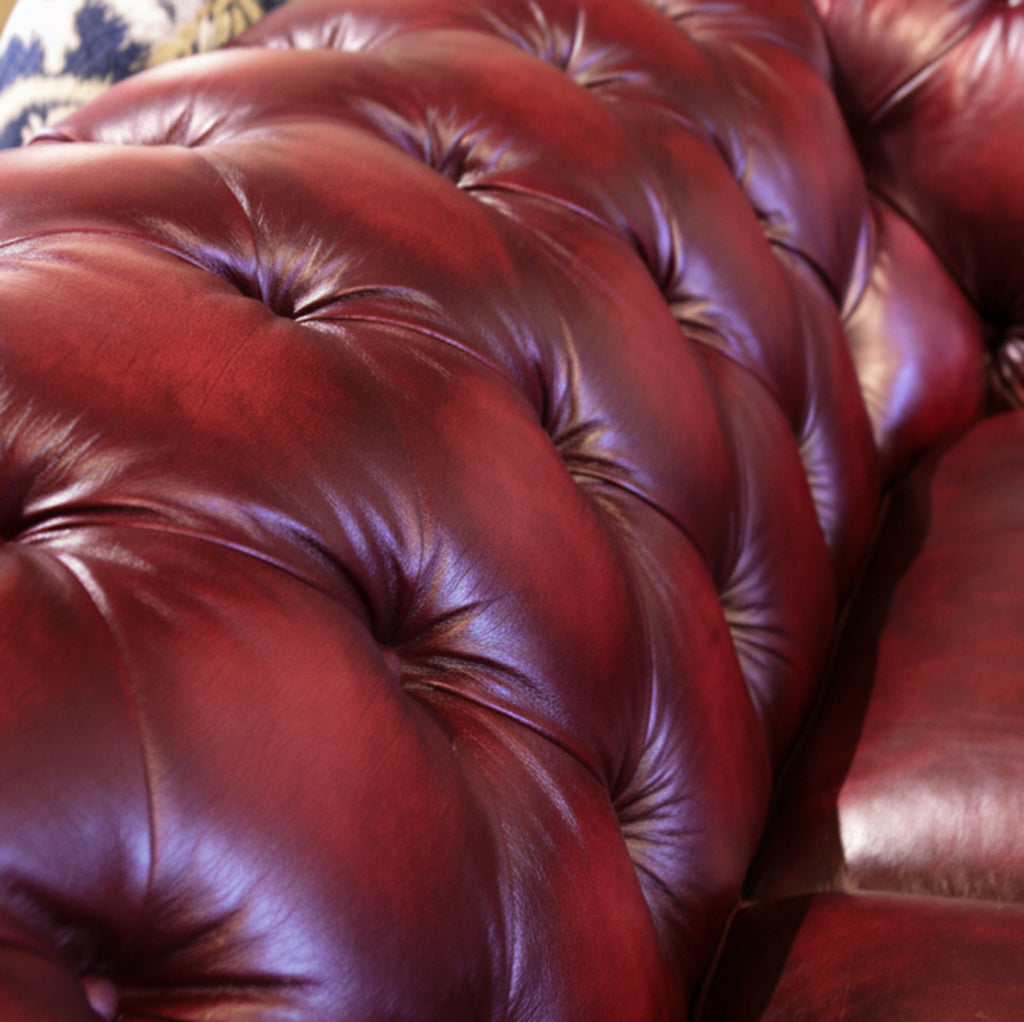 Albert Rubbed Leather Armchair in Red