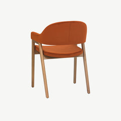 Highgate Rustic Oak Armchair in Rust-Velvet