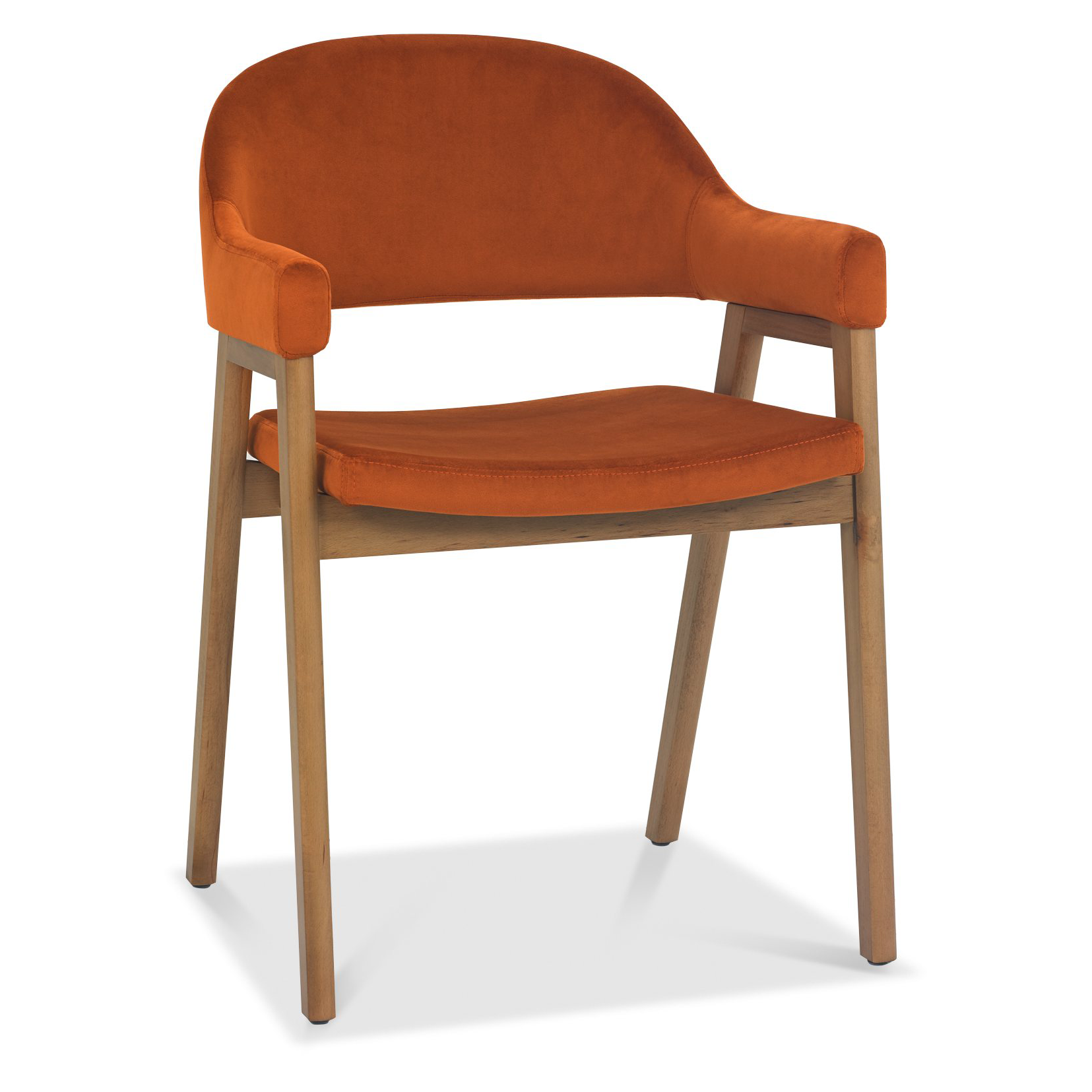 Highgate Rustic Oak Dining Chair in Rust Velvet