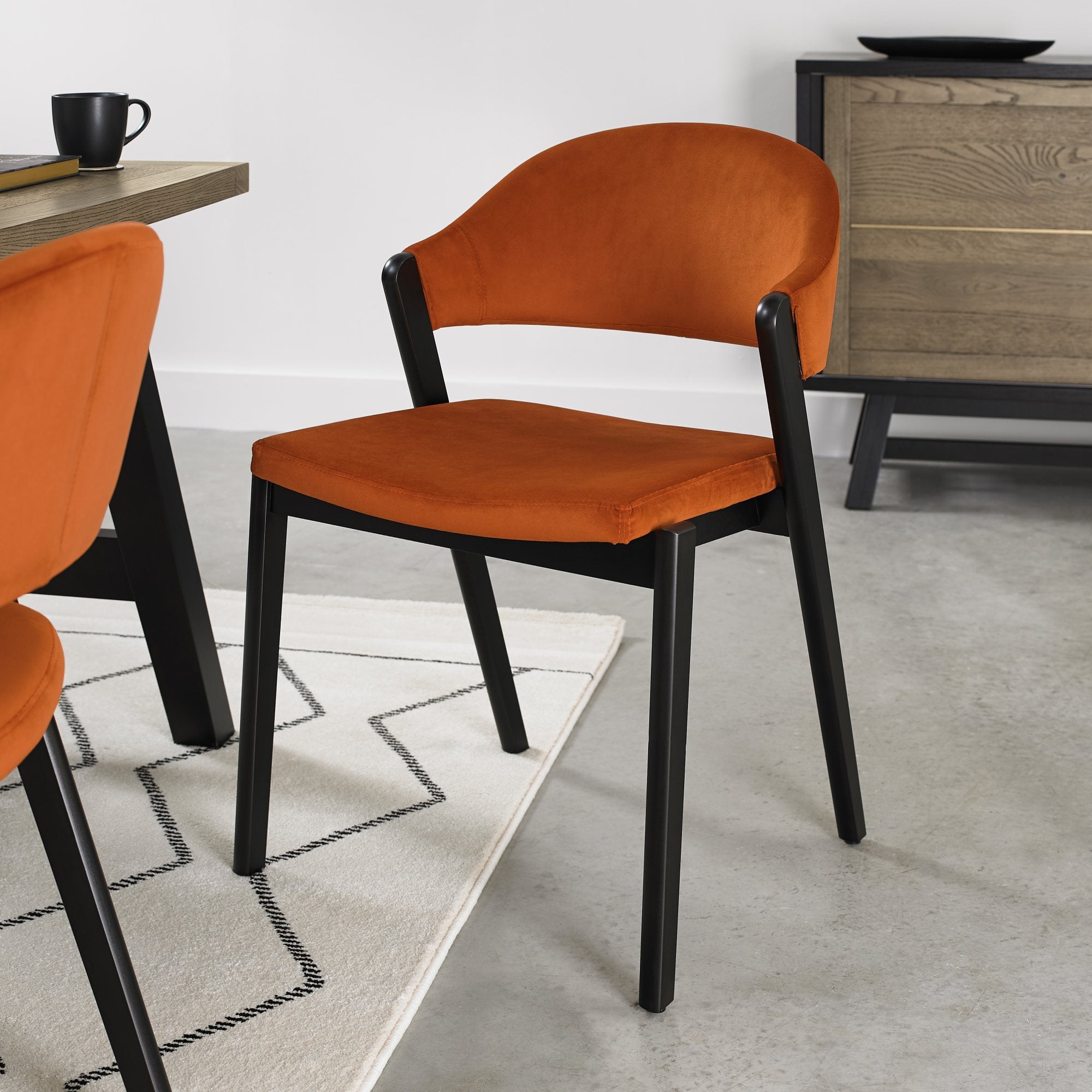 Highgate Peppercorn Dining Chair in Rust Velvet