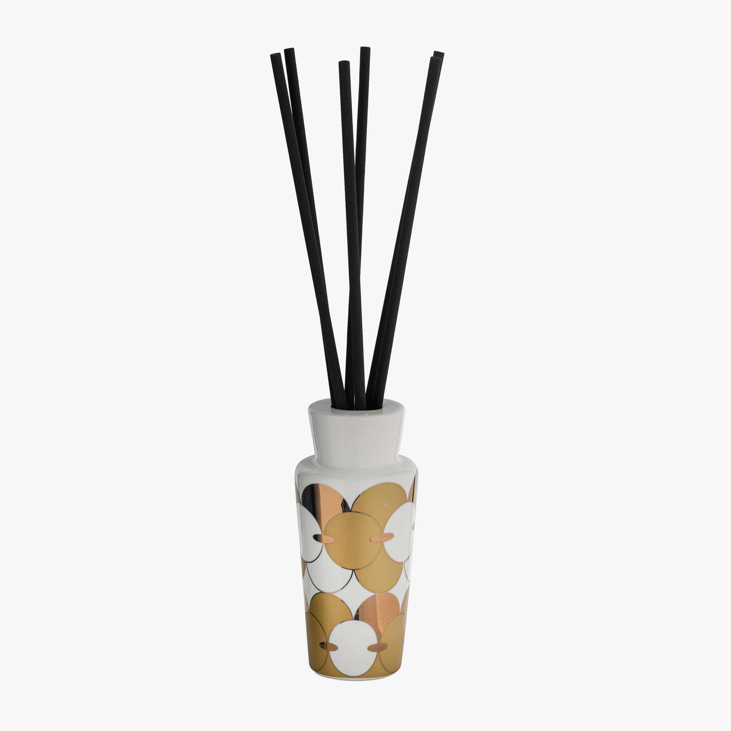 Handcrafted porcelain diffuser in gold and white circle print