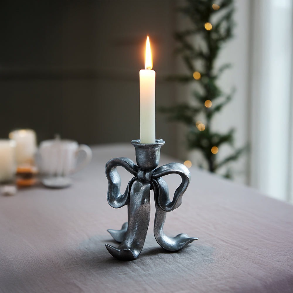 Serafina Bow Candlestick in Silver 