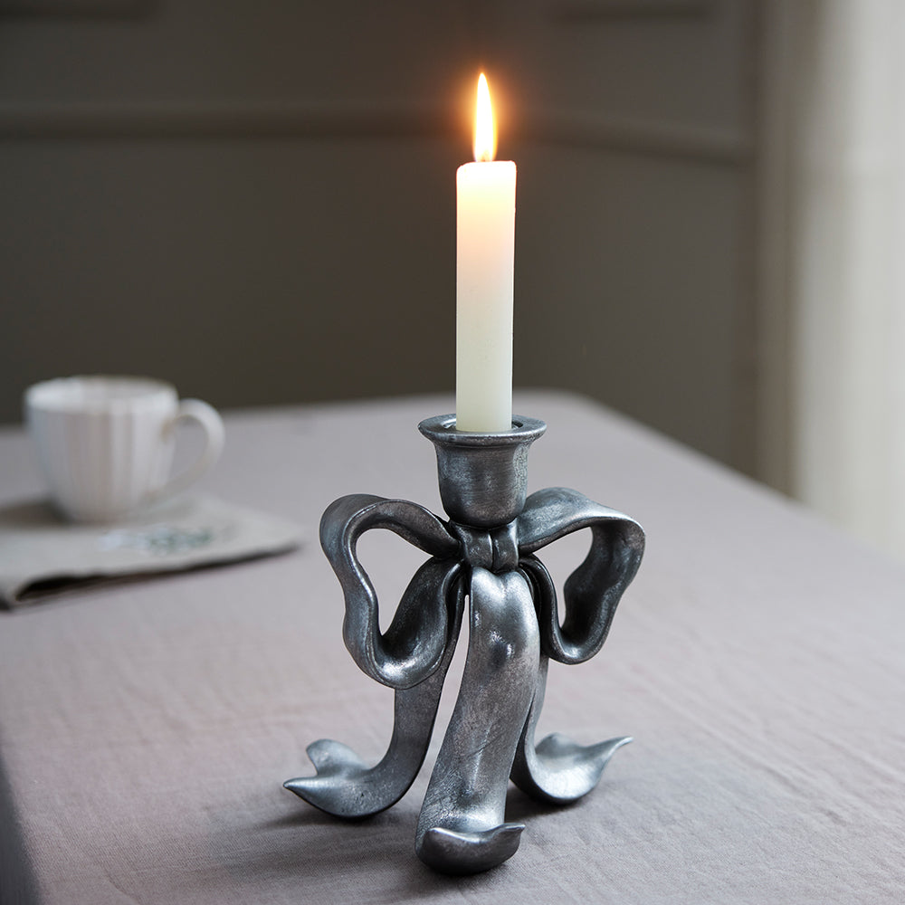 Serafina Bow Candlestick in Silver 2