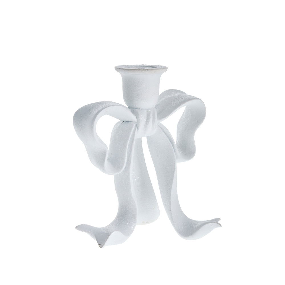 Serafina Bow Candlestick in White
