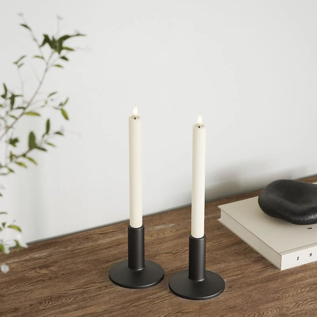 Set of 2 Cream LED Dinner Candles