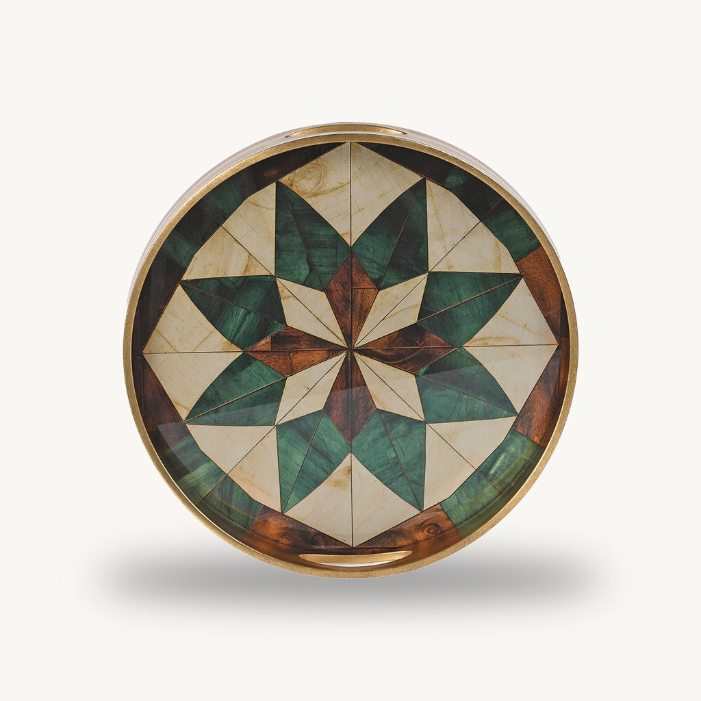 Set of 2 Mosaic Glass Top Trays