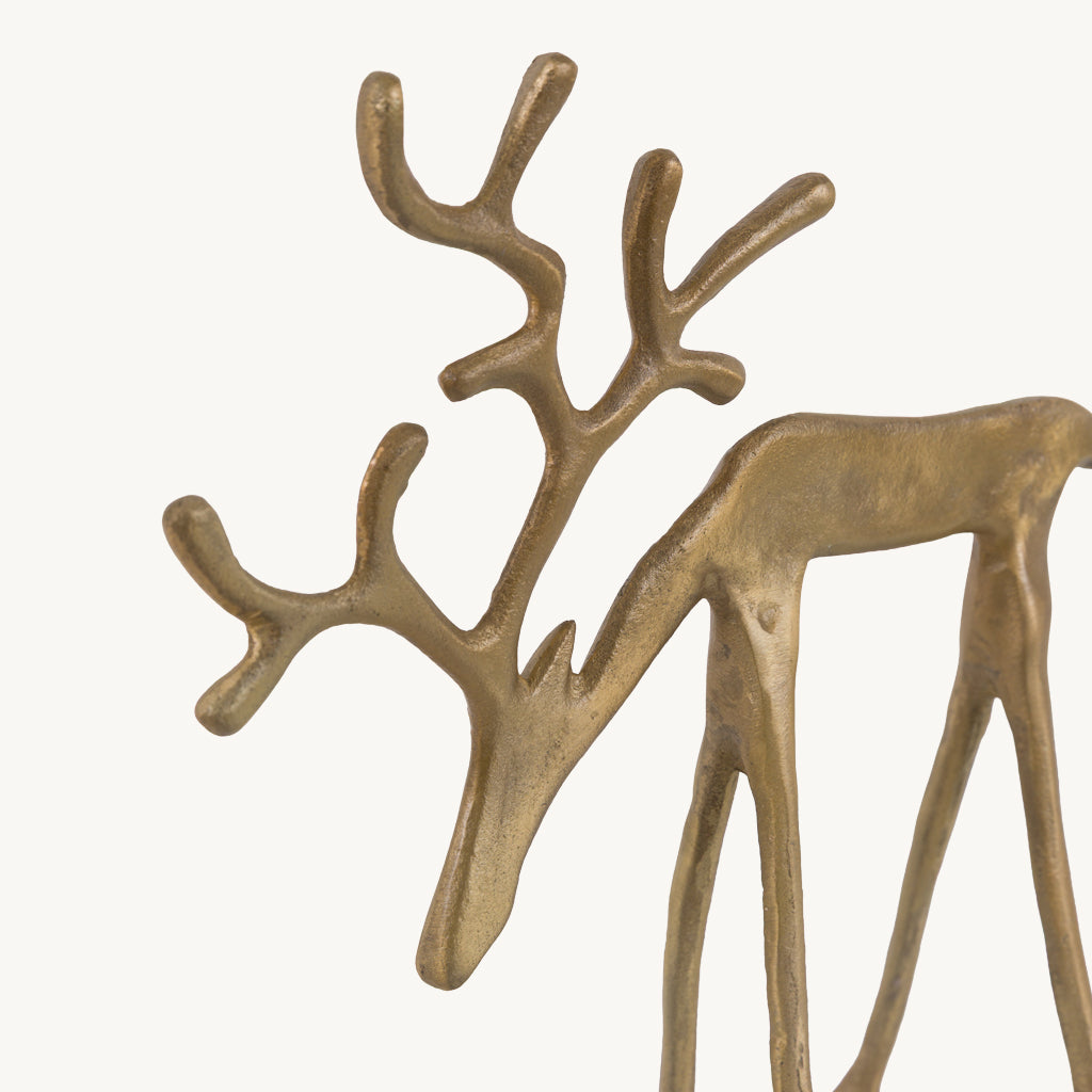 Set of 2 Gold Metal Reindeer Ornaments