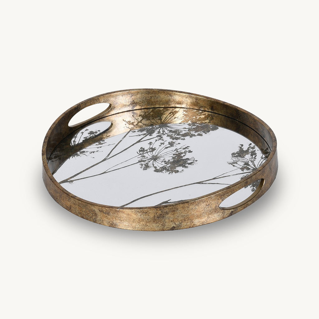 Set of 2 Seeded Head Glass Top Trays