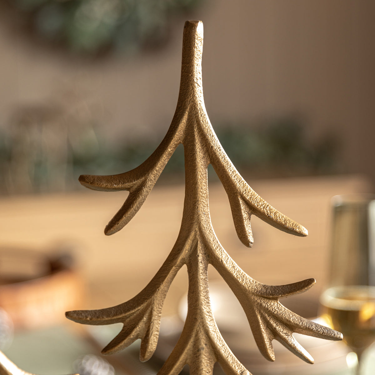 Set of 2 Gold Metal Tree Ornaments