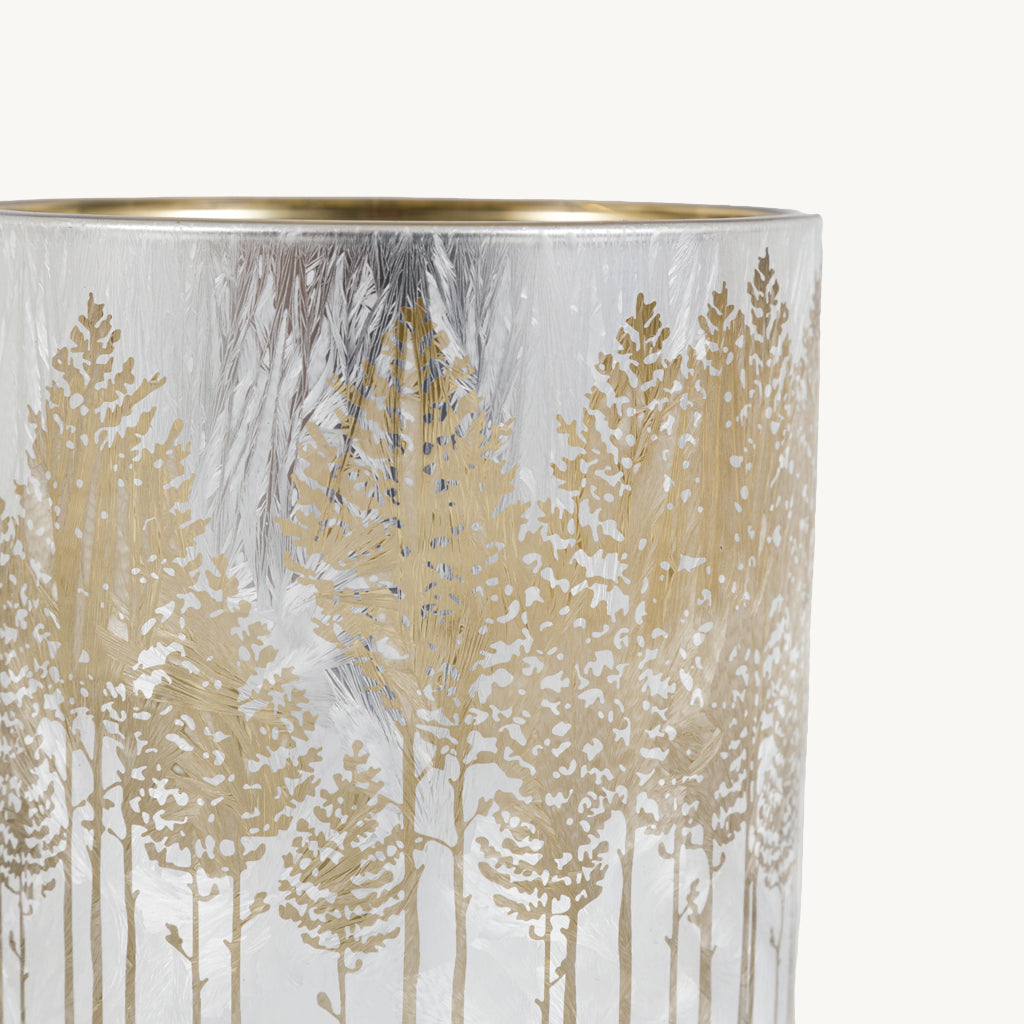Set of 3 Etched Silver Tree Candle Holders
