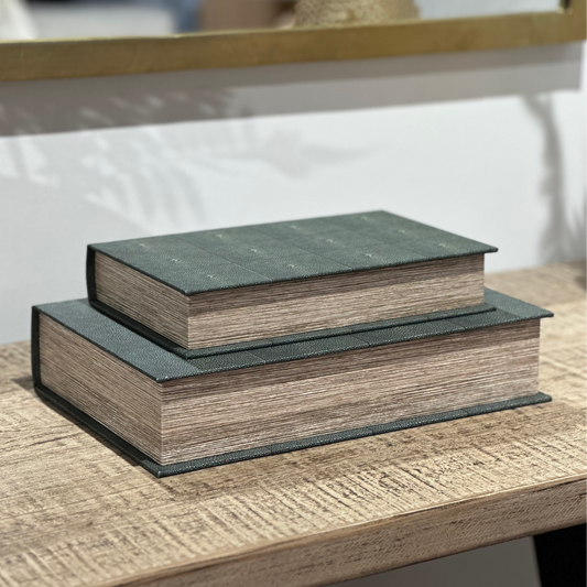 Vintage style faux shagreen book boxes
