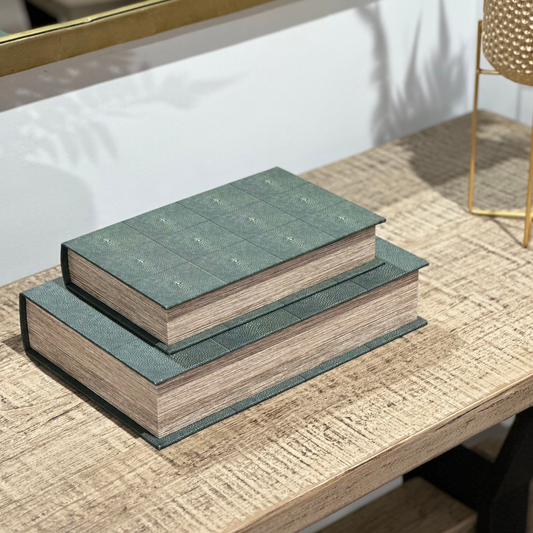 Vintage style faux shagreen book boxes