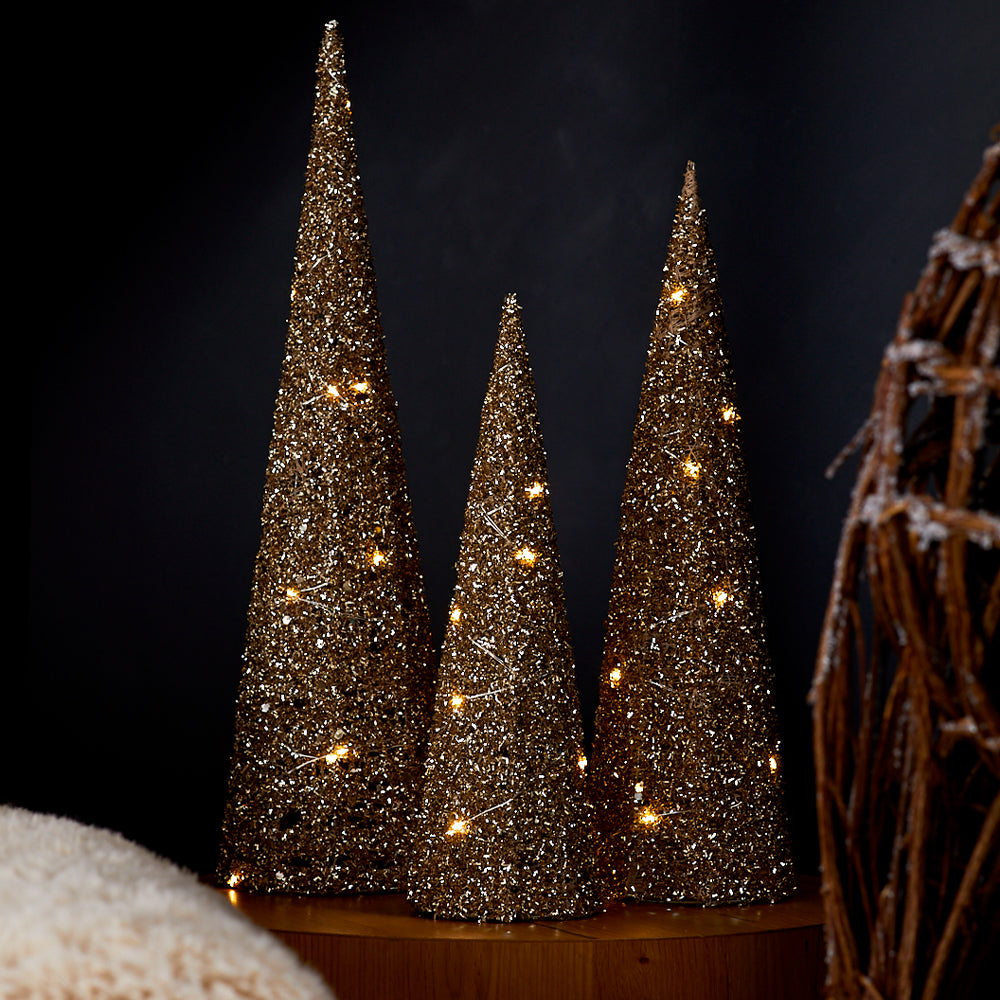 Set of 3 Lit Glitter Trees
