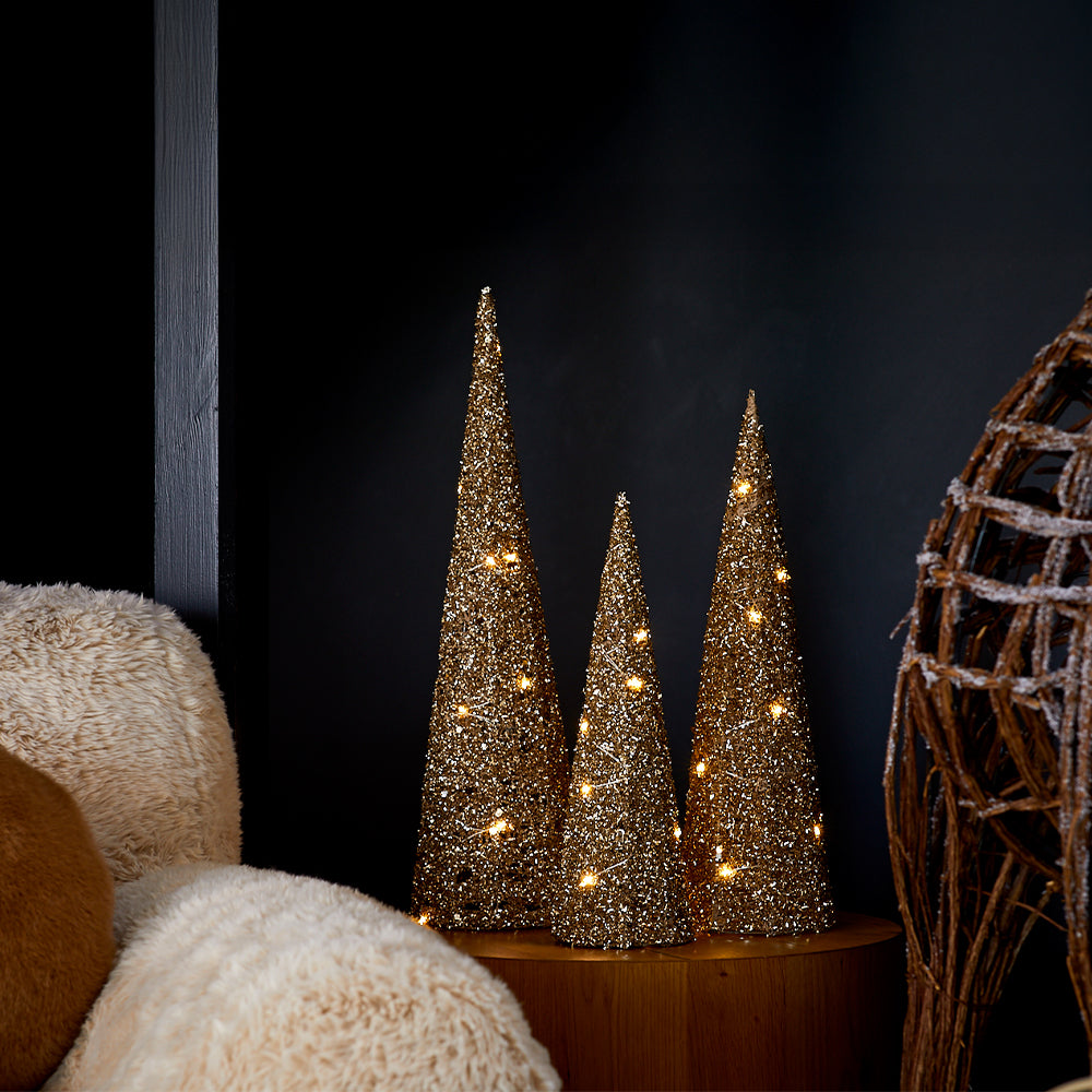 Set of 3 Lit Glitter Trees