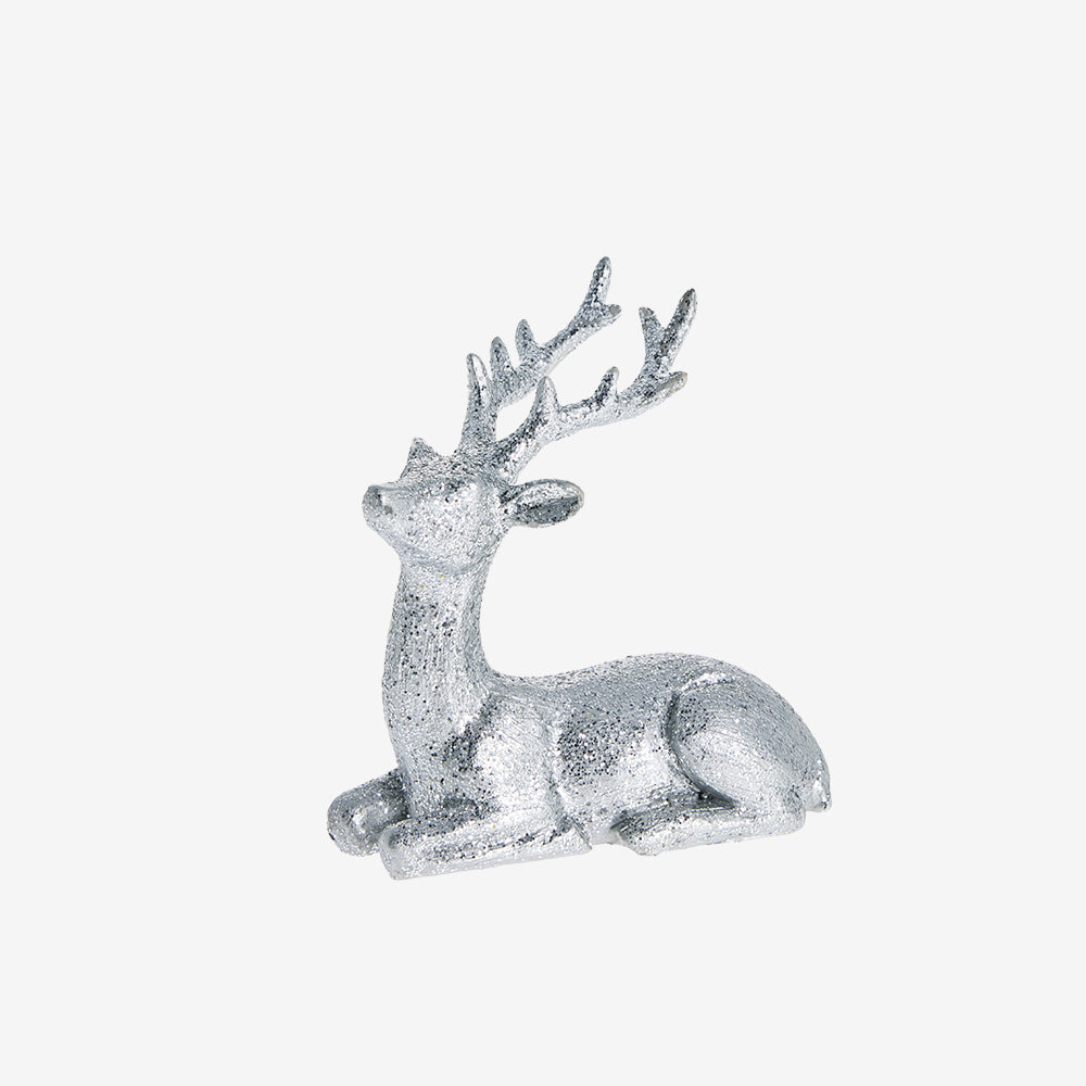 Sitting Deer Decoration in Silver